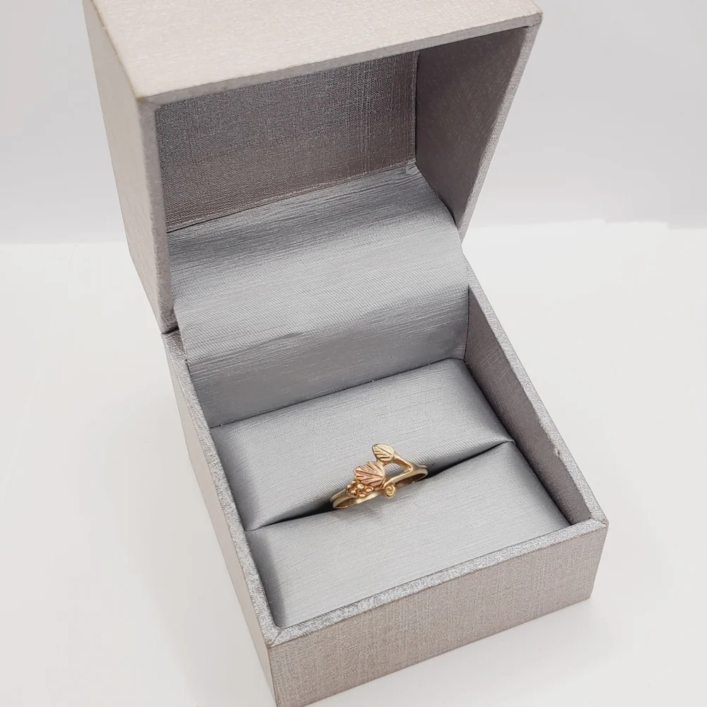 10k Yellow & Rose Gold Ring Grapevine Ring Leaf Ring